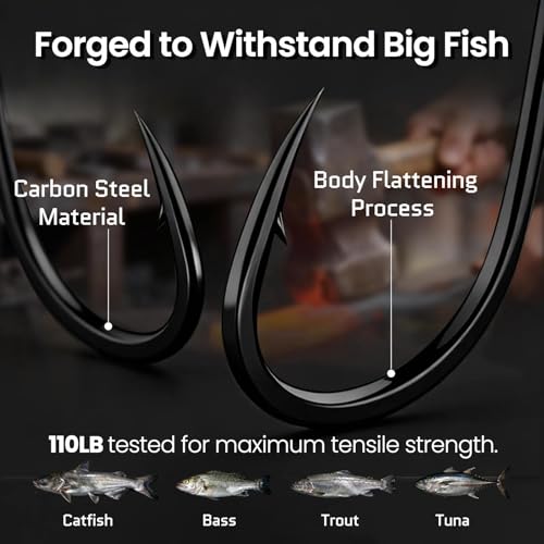 FishTrip 50/100/120/210 Pack Octopus Fishing Hooks - Offset Beak Circle Hooks for Fish Hooks Saltwater & Freshwater, Live Bait Fish Hook for Rigs Catfish, Bass Tuna, Walleye, Trout - color: Black, size: 9#_100pcs