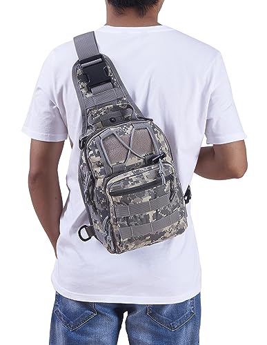 FAMI Outdoor Tactical Bag Backpack, Military Sport Bag Pack Sling Shoulder Backpack Tactical Satchel for Every Day Carry (ACU) - color: Acu