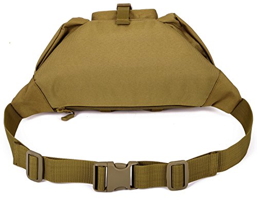 ArcEnCiel Tactical Fanny Pack for Men Women Waist Bag Hip Belt Outdoor Hiking Fishing Bumbag with Patch (Coyote Brown) - color: Coyote Brown