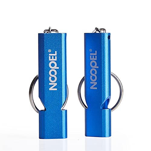Noopel Emergency Whistles Lifeguard Safety Whistle with Lanyard and Keychain for Outdoor Camping Hiking Boating Backpacking Fishing Kayak Kids Rescue Signaling Loud Survival Whistle - color: 2 Pack Blue