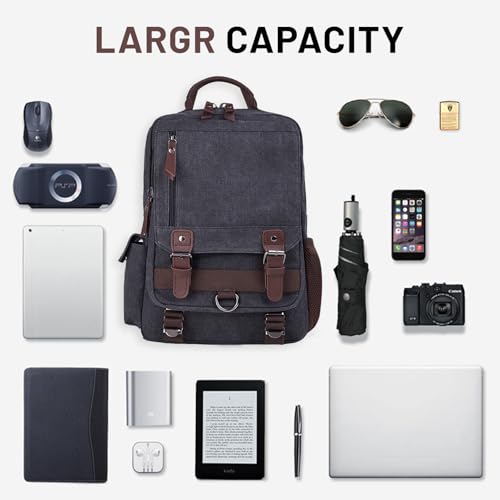 mygreen Canvas Cross Body Messenger Bag Shoulder Sling Backpack Travel Rucksack - color: Coffee With Shoulder Zipper, size: Large