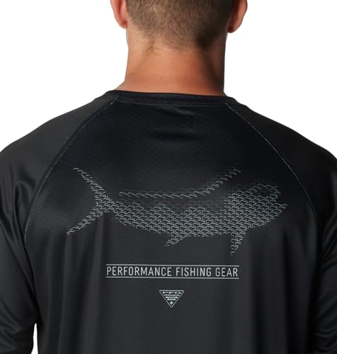 Columbia Men's Super Terminal Tackle PFG Super Fade Long Sleeve - color: Black/Fish Hooks Sfs, size: Medium