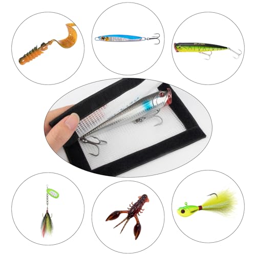 Dr.Fish 3 Pack Fishing Lure Wraps, Clear PVC Lure Hook Covers Fishing Rod Wraps Protectors Holder Storage in 2 Sizes for Hooks, Rod and Tackle Organizer - color: Mesh, size: M: 5.7×3.8"-3 Pack