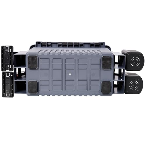 Dual-layer Fishing Tackle Box, Tackle Box Organizer Fishing Box Large, Plastic Portable Tackle Storage Box with 2pcs Rod Holder, 2pcs Cup Holder, 1pc Carring Strap - color: Gray