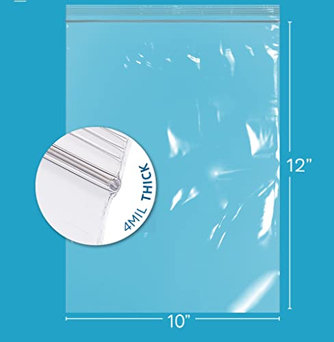 10" x 12" Heavy-duty 1 Gallon Zip Bags - 200 Count - Clear Plastic Reclosable Zipper Baggies, 4 Mil Freezer Storage Poly Bags, for Packaging Food, Tools & Sharp Objects. - size: 10" x 12"
