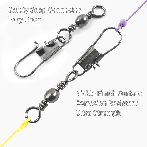 Barrel Snap Swivels Fishing Tackles, 100pcs Fishing Swivels Safty Snaps Accessories, Stainless Steel Fishing Leader Line Lure Connector for Saltwater Freshwater - color: Black, size: 100pcs-#3(55LB)