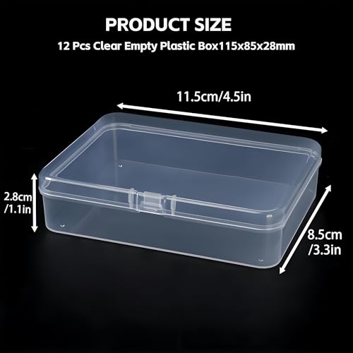 LJY 12 Pieces Rectangular Empty Mini Clear Plastic Organizer Storage Box Containers with Hinged Lids (4.5 x 3.3 x 1.1 inch, Transparent) - color: Transparent, size: 4.5 x 3.3 x 1.1 inch