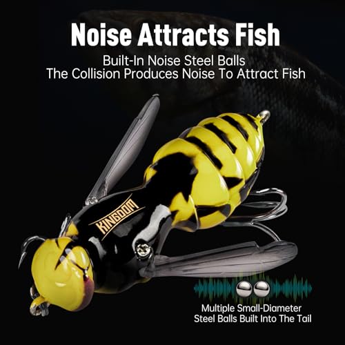 Kingdom Wasp Crawl Bait Insect Bionic Floating Fishing Lures Swimbaits Hard Artificial Baits Lure Freshwater and Saltwater Bass Carp Pike Walleye Fishing ABS Material Carbon Steel Three Book Hook - color: 06, size: 6.6g