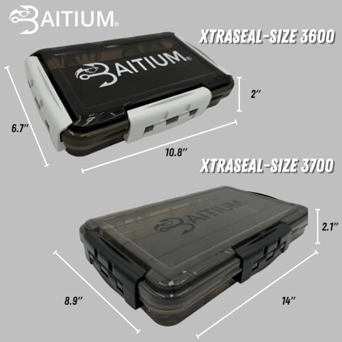 Baitium XTRAseal Waterproof Fishing Tackle Box Organizer, Tackle Boxes With Dividers, Tacklebox for Fishing, 3600 3700 Tackle Tray, Fishing Gear - size: 2-Pack 3600 (10.6" x 6.7" x 2")