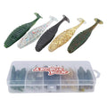 RUNCL Anchor Box - Paddle Tail Swimbaits, Soft Jerk Baits, 20/40/50/60pcs Soft Fishing Lures, Curved Tail Grubs - 3D Lifelike Eyes, Split/Boot/Curved/Straight/Thin Tail - 1/2/3/4/5in, Proven Colors - color: H - Paddle Tail (2-1/2in, 40pcs)