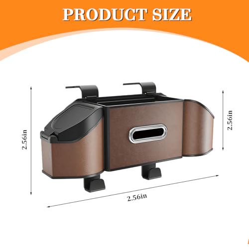 HZEL Car Seat Back Organizer, 7 in 1 Vehicle Backseat Storage Box with Cup Holder Tissue Box Trash Bin & Hooks, Multifunctional Auto Interior Headrest Organizer, Universal for SUV RV Truck (Brown) - color: Brown