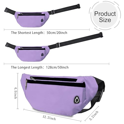 Fanny Pack for Women Men,Crossbody Fanny Pack Water Resistant Sports Waist Bag Pack, Belt Bag for Travel Hiking Running - color: 1pack-lightpurple