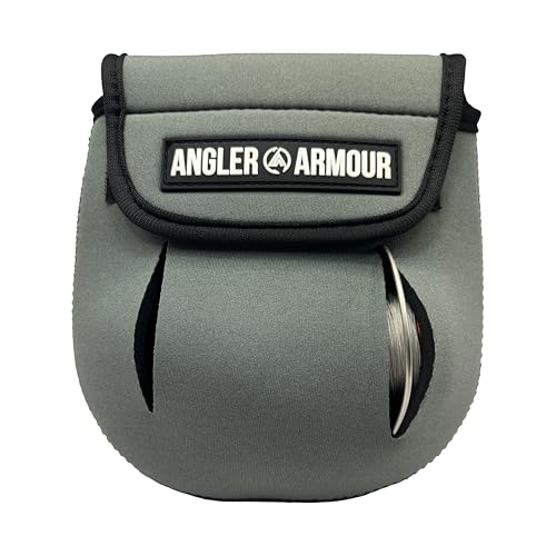 Angler Armour Spinning Reel Cover, Fishing Reel Cover, Neoprene Spinning Reel Case, Spinning Reel Sleeve, Spinning Reel Protective Pouch, Fits 1000, 2000, 3000, 3500 Series Reels (Gray) - color: Titanium Gray