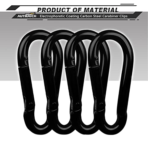 AUTMATCH Carabiner Clips, 3" Spring Snap Hook Caribeener Clips Buckle Pack Grade Heavy Duty Carabiners Quick Link for Camping, Fishing, Hiking, Traveling, 4 Pack - style: Carbon Steel - Black