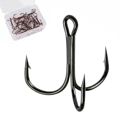 100pcs Fishing Hook Treble Hooks High Carbon Treble Hooks Super Sharp Solid Size 2 4 6 8 10 12 Triple Barbed Steel Fish Hook - color: Black, size: 12#-100pcs