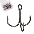 100pcs Fishing Hook Treble Hooks High Carbon Treble Hooks Super Sharp Solid Size 2 4 6 8 10 12 Triple Barbed Steel Fish Hook - color: Black, size: 10#-100pcs