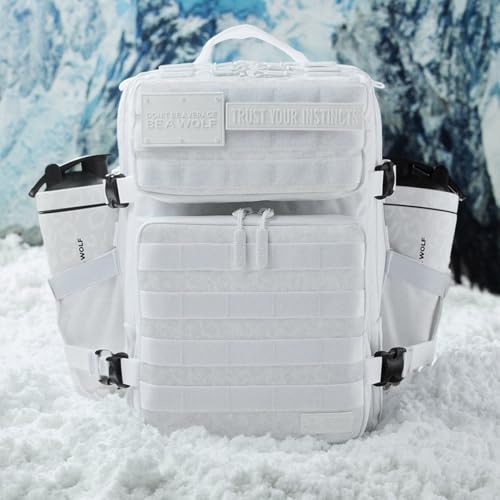 WOLFpak 35L Athletic Gym Backpack (Snow Leopard) Durable 1000D Waterproof Oxford Material with MOLLE Webbing, Laptop Pocket & Dual Cup Holders, Durable Fitness/Travel/Military Daypack