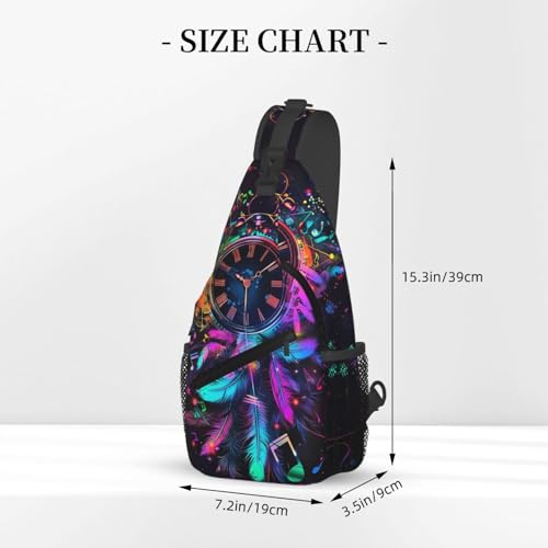Dream Clock With Dream Catcher Sling Backpack Chest Bag Crossbody Shoulder Bag Gym Cycling Travel Hiking Daypack For Men Women - color: Dream Clock With Dream Catcher