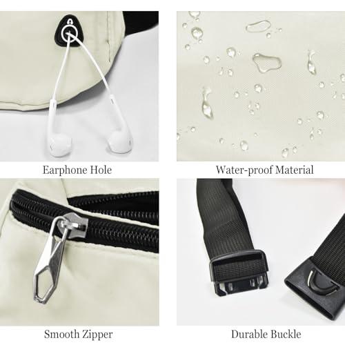 Fanny Pack for Women Men,Crossbody Fanny Pack Water Resistant Sports Waist Bag Pack, Belt Bag for Travel Hiking Running - color: 1pack-beige
