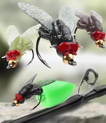 Bionic Fly Fishing Bait (20PCS) - 2024 New Trout Jigs Swimbaits Dry Flies Bass Fly Fishing Lures Kit, Saltwater ＆ Freshwater Flies Spinner Swim Baits Fly Fishing Hook Panfish Lures Set - color: Green, size: 15mm