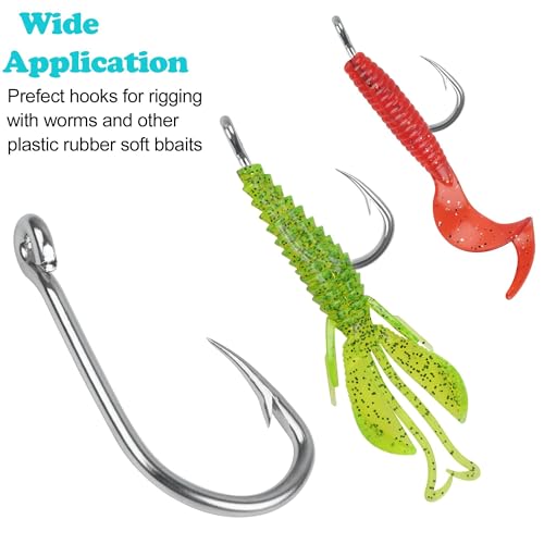 Saltwater Circle Hooks,50 Packs Strong Stainless Steel Fishing Hooks Live Bait Fish Hook Jig Catfish Hook 1/0-10/0 - size: 10/0 - 50 PACK