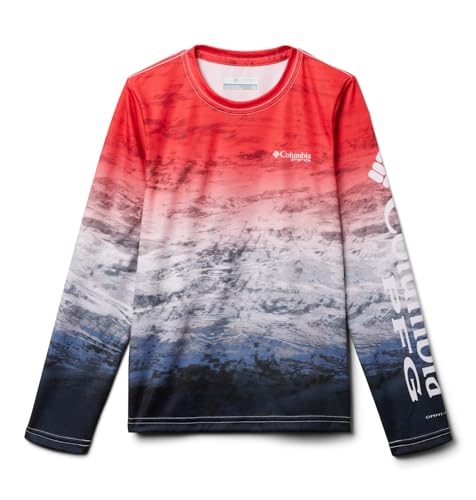 Columbia Super Terminal Tackle Long Sleeve - color: Red Spark Deepsea Fade, size: XX-Small