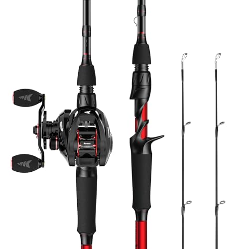 KastKing Royale Legend II Twin Tip Fishing Rod and Reel Combos, Spinning & Casting Combo, IM6 Graphite 2Pc Blanks, Extra Backup Tip Section, Stainless-Steel Guides, KastFlex Technology, EVA Handles - style: Cast: Left Reel, 7'3''- Mh Rod(2 Pcs + Extra Tip