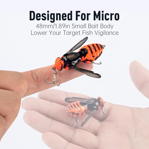 Kingdom Wasp Craw Bait Insect Bionic Floating Fishing Lures Swimbaits Hard Artificial Baits Lure for Freshwater and Saltwater Bass Carp Pike Walleye Fishing ABS Material Carbon Steel Three Book Hook - color: 04, size: 6.6g