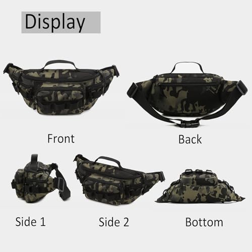 Tactical Fanny Pack,Small Fishing Tackle Bag Water-Resistant Military Waist Bags Portable Fishing Storage Waist Packs for Outdoor Fly Fishing Hiking Climbing with 2 PCS Mini Carabiners (Tan) - color: Tan