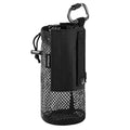 BASSDASH Tactical Molle Water Bottle Pouch with Carabiner Foldable Mesh Holder Bag for Travel Fishing Hunting Hiking Outdoor Activities - color: Black with Molle Straps