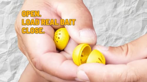 Karpela Bait Matrix Shell (Set of 4) – Protective Shell for Soft Bait & Liver – Turtle & Crawfish Resistant – Carp & Catfish Rig - color: Yellow, size: Small Hole