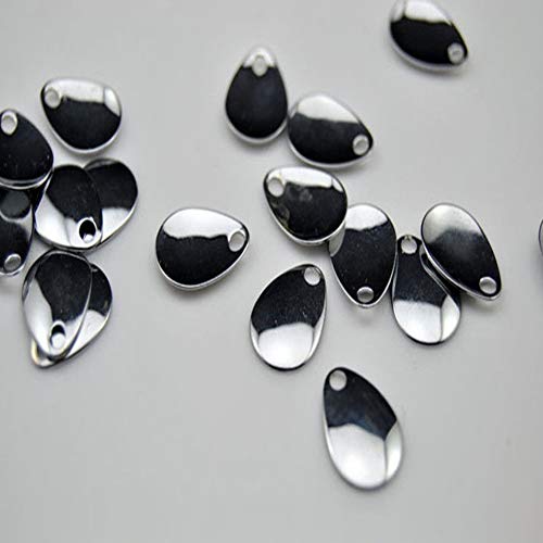 ANER 50pcs Deep Cup Fishing Lures Copper Spinner Blades DIY Fishing Lures Accessories for Hard Lures Worm Spinner Baits Spoons Rigs Making - color: Silver