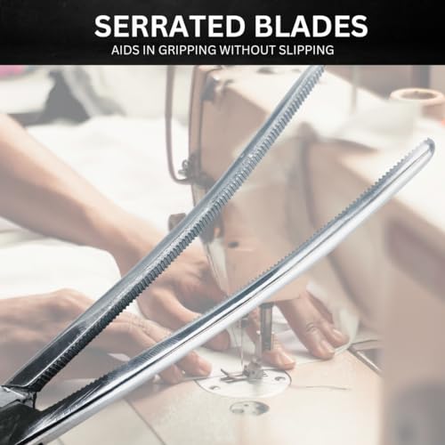 ADROIT 10" Curved Tip Extra Long Hemostat Forceps | Stainless Steel Design | Long with Small Teeth On Jaws | Locking Mechanism Built in | Great for Sewing, Fishing, Jewelry Making - size: 10", style: Curved