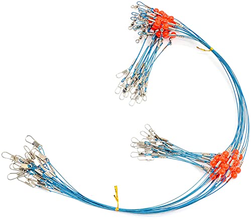 YOTO Fishing Leaders,Stainless Steel Tackle Rig with Tackle Lure Swivels Snaps, Saltwater rig Wire Leader Fishing Leader Wire Bottom rigs for Saltwater - color: Blue Fishing Leaders, style: 2arm-12pcs