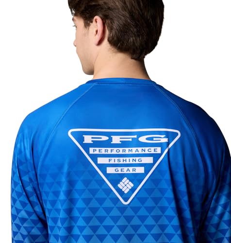 Columbia Men's Super Terminal Tackle PFG Fade Long Sleeve - color: Vivid Blue/Pfg Triangle Super Fade, size: X-Small