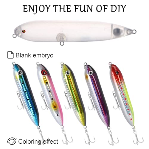 20pcs/25pcs Fishing Blanks Lures Kit Fishing Topwater Unpainted Swimbait Unpainted Crankbaits Hard Baits DIY Lure for Bass Salmon Trout Saltwater and Freshwater - color: 20PCS 4.53″/0.49oz