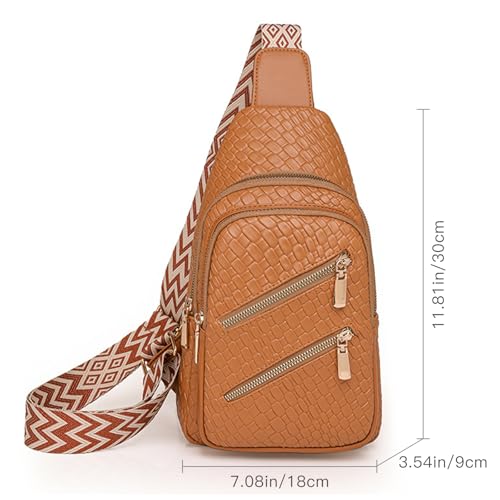 SENDEFN Small Sling Bag Crossbody Bags for Women Vegan Leather Cell Phone Cross Body Purse Fanny Packs Chest Bag for Women - color: B-brown