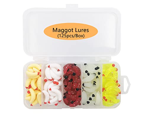 50pcs-1Inch Bass Fishing Worms Lures,Silicone Soft Maggot Baits Bread Worm Fishing Lure,5 Color - color: Multicolor(125pcs)