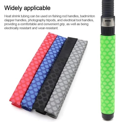 Fish Scale Pattern Heat Shrink Sleeve Wrap Fishing Bulding Handle Cork Rod Grip with Non Slip Waterproof and Insulation 1 Meters 8 Color 6 Size Choice Durable Repair (Black, 1M-25MM) - color: Black, size: 1M-25MM