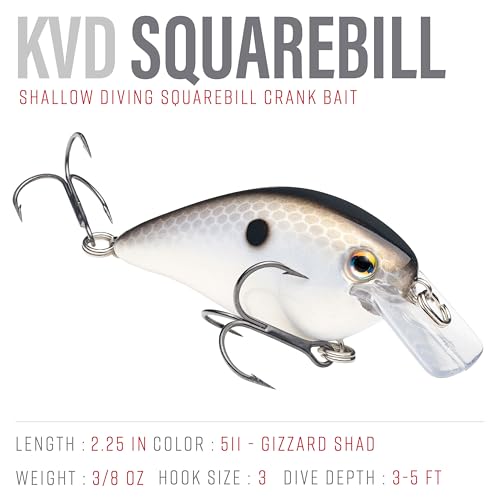 Strike King KVD 1.5 Hard Knock Fishing Lure, 3/8 oz, 3D Lifelike Eyes - color: 511 - Gizzard Shad, size: 1.5-Ounce