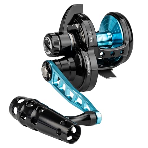 THKFISH Slow Pitch Jigging Reel, 55lbs Max Drag 6.3:1,9+2 Stainless BB Lever Drag Saltwater Heavy Duty Trolling Reel Slow Jigging Reel Saltwater Fishing - size: WAVE-30-Left Hand