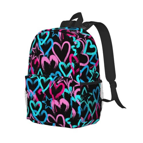Colorful Love Heart Cool Backpack For Teenage Girls And Boys Cute Kids Backpacks Children School Bag - color: Colorful Love Heart Cool