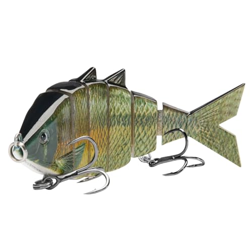 BASSDASH Bone Swimbait Multi Jointed Hard Fishing Lure for Bass Trout Bluegill Pike with Angled Cut Segments - color: Lake Chub