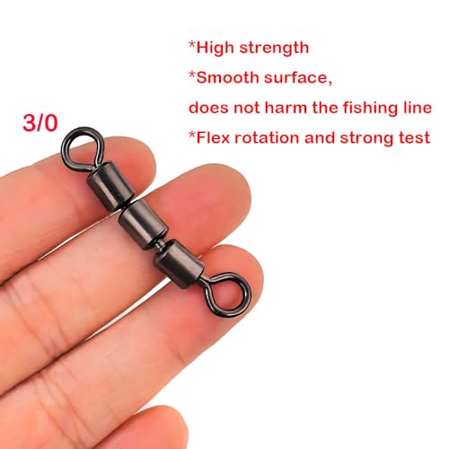 10-30pcs High Speed 3 Roller Swivels 3 Bead Rolling Chain Swivel Fishing Line Lure Connector 12 Sizes - size: 7#-30pcs