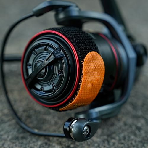 TideGuard Premium Nylon Fishing Reel Spool Cover Protector Band,Enhanced Scratch and Abrasion Reel Protector for Reels and Gear Security - color: Black, size: Medium