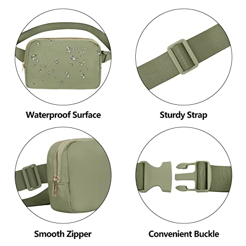 VOROLO Fanny Pack For Women And Men Crossbody Bag Belt Bag | Adjustable Strap Graduation Gifts Lightweight Travel Running - color: Black+Khaki Green