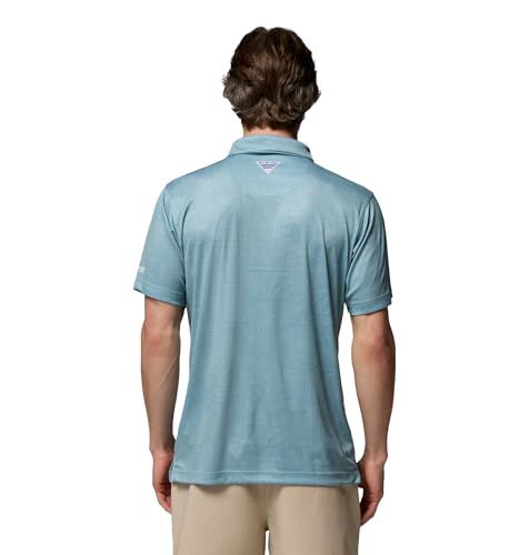 Columbia Men's Collegiate Super Terminal Tackle Polo - color: Lsu - Crushed Blue Patchwork Palms, size: Large