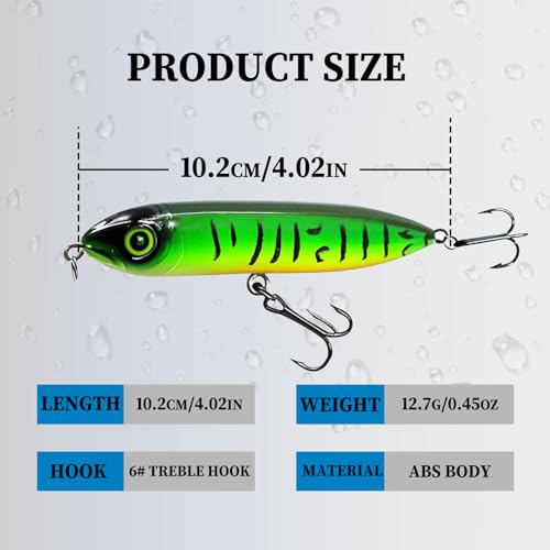 9KM Fishing Lures 6-Pack Popper Lure Set with Triple Hooks for Bass Top Water Lures Fishing Lures Bass