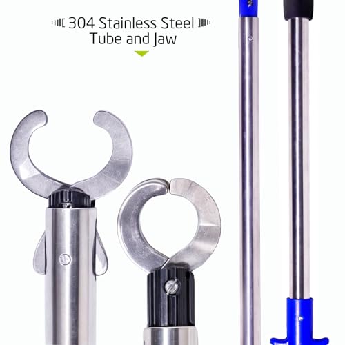 Heavy-Duty Fish Gripper – Extra-Long Stainless Steel Grabber with Non-Slip Handle, Wrist Lanyard & Storage Bag for Secure Fish Handling in Freshwater & Saltwater - color: 110cm/43.3in(3.6ft) Black