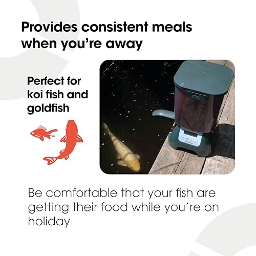Fish Mate P7000 Automatic Pond Fish Feeder – Programmable LCD Timer, 6.5 lb Capacity, Adjustable Portions for Pellets & Sticks, Weather Resistant Outdoor Design